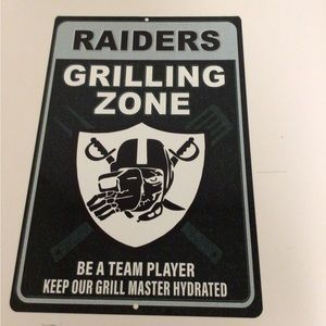 Raiders Grilling Zone metal tin sign man cave
